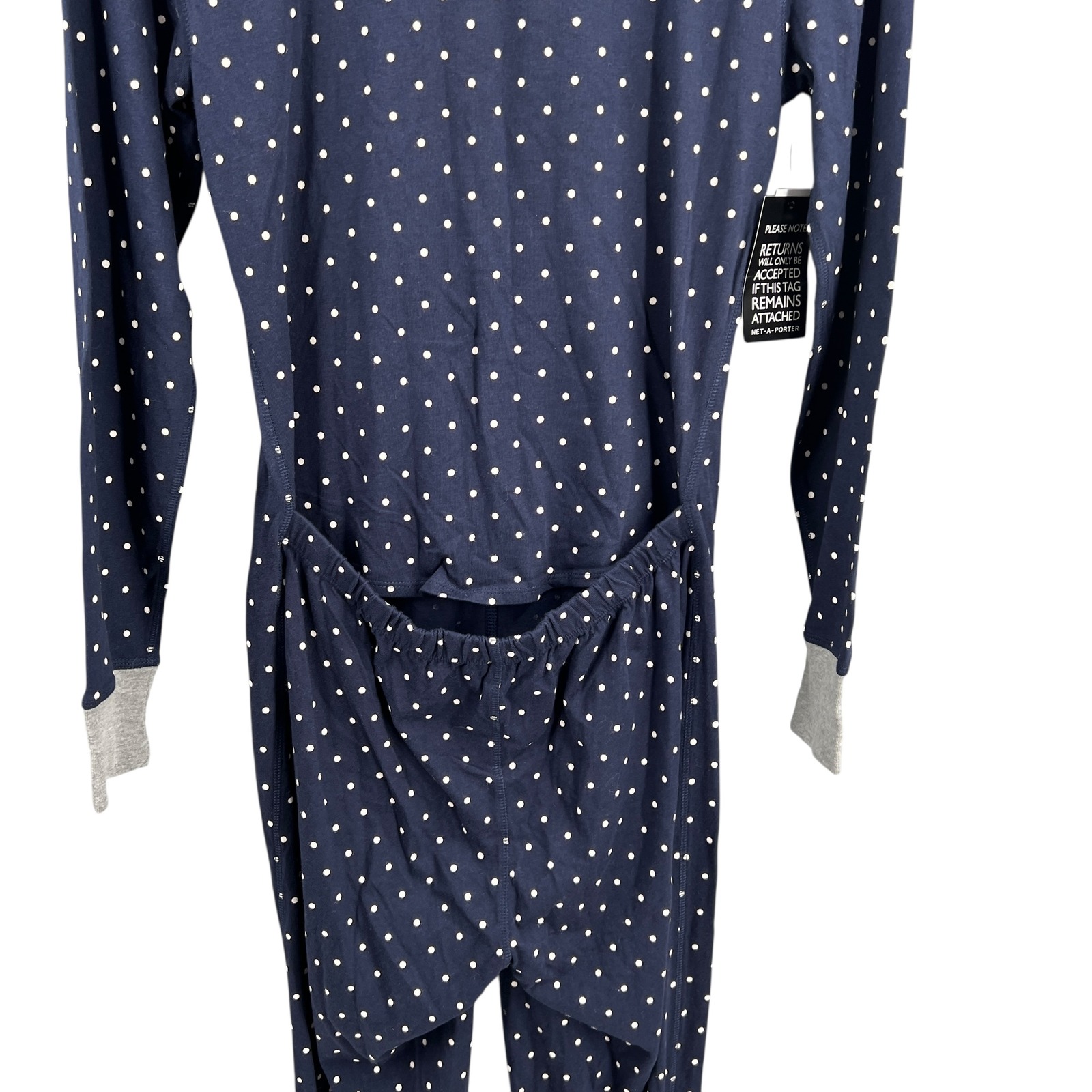 Sleepy Jones Polka Dot Union Suit One Piece Pajamas Navy Cotton Womens Small New — image 4 of 6